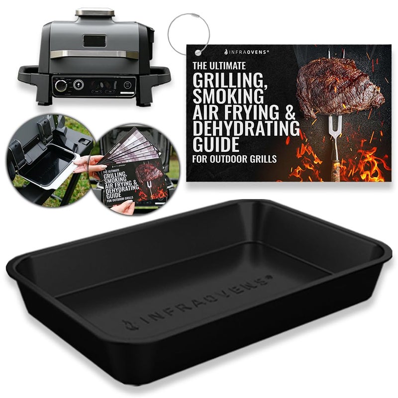 INFRAOVENS Drip Pan Liner for Ninja Woodfire Outdoor Grill OG701 OG751 Reusable Non Disposable Tray and Waterproof Cheat Sheet Cooking Guide Accessory for Wood Fire Grill Smoker 7-in-1 & Air Fryer - Image 1